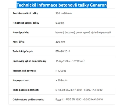 TERRAN technick&eacute; informace betonov&eacute; ta&scaron;ky Generon